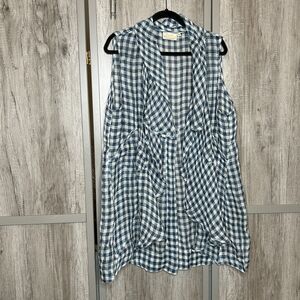 Paper Lace Linen Lightweight Top Checkered
